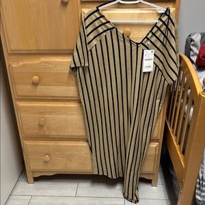 Striped Tan and Black Dress